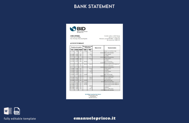 modello Excel di estratto conto bancario per offerte Repubblica Dominicana in st
